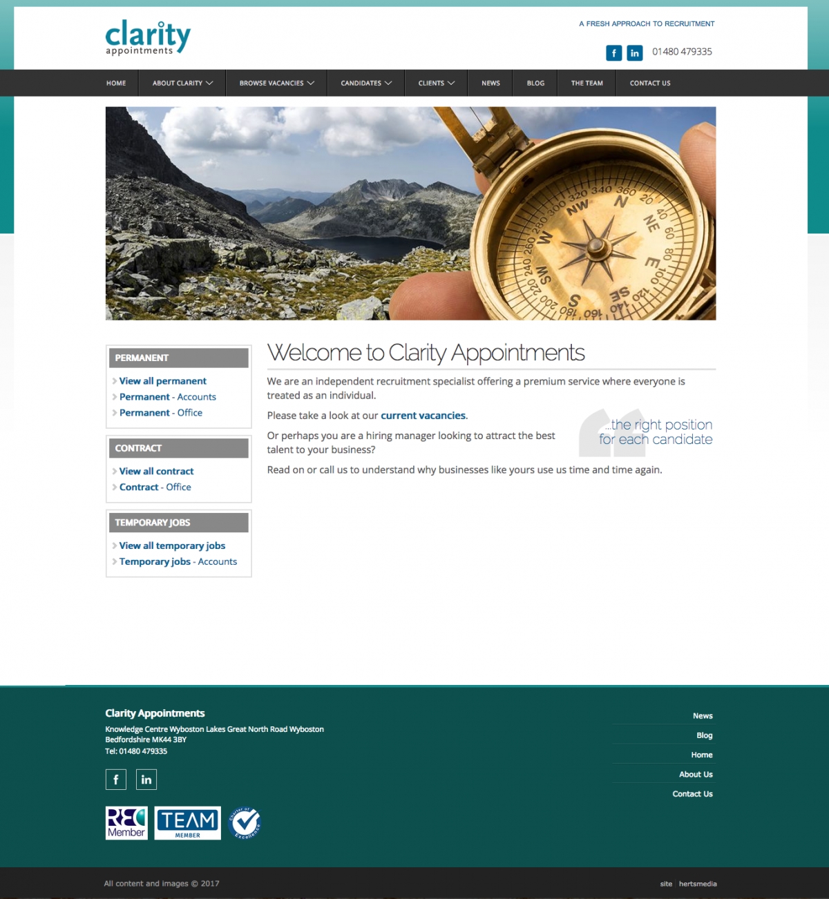Clarity Appointments - recruitment & job site Site launch Jan 2017