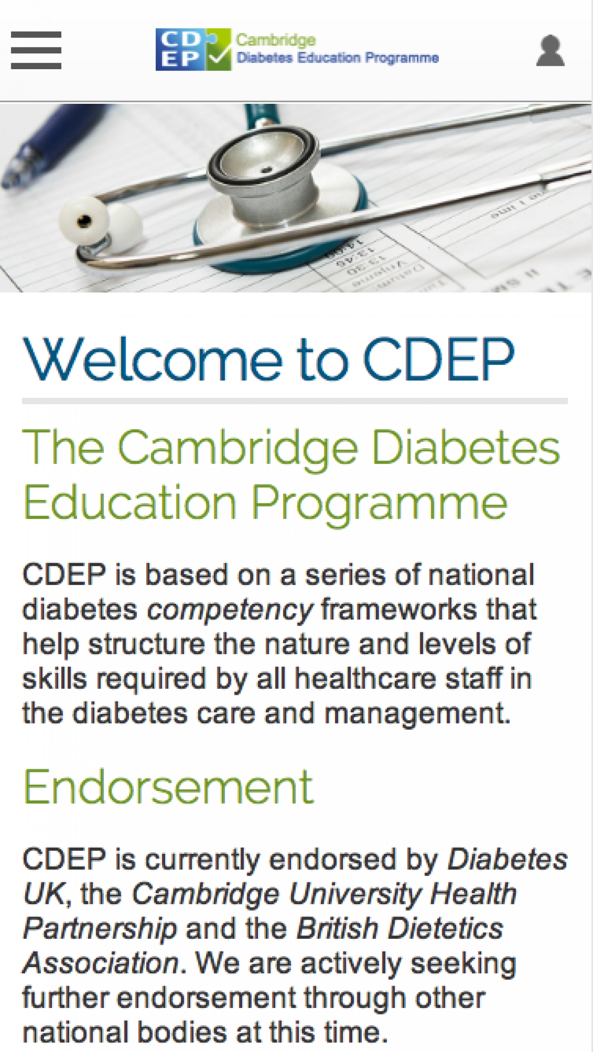 New mobile responsive learning system for CDEP Diabetes UK endorsed learning system for Health Practitioners
