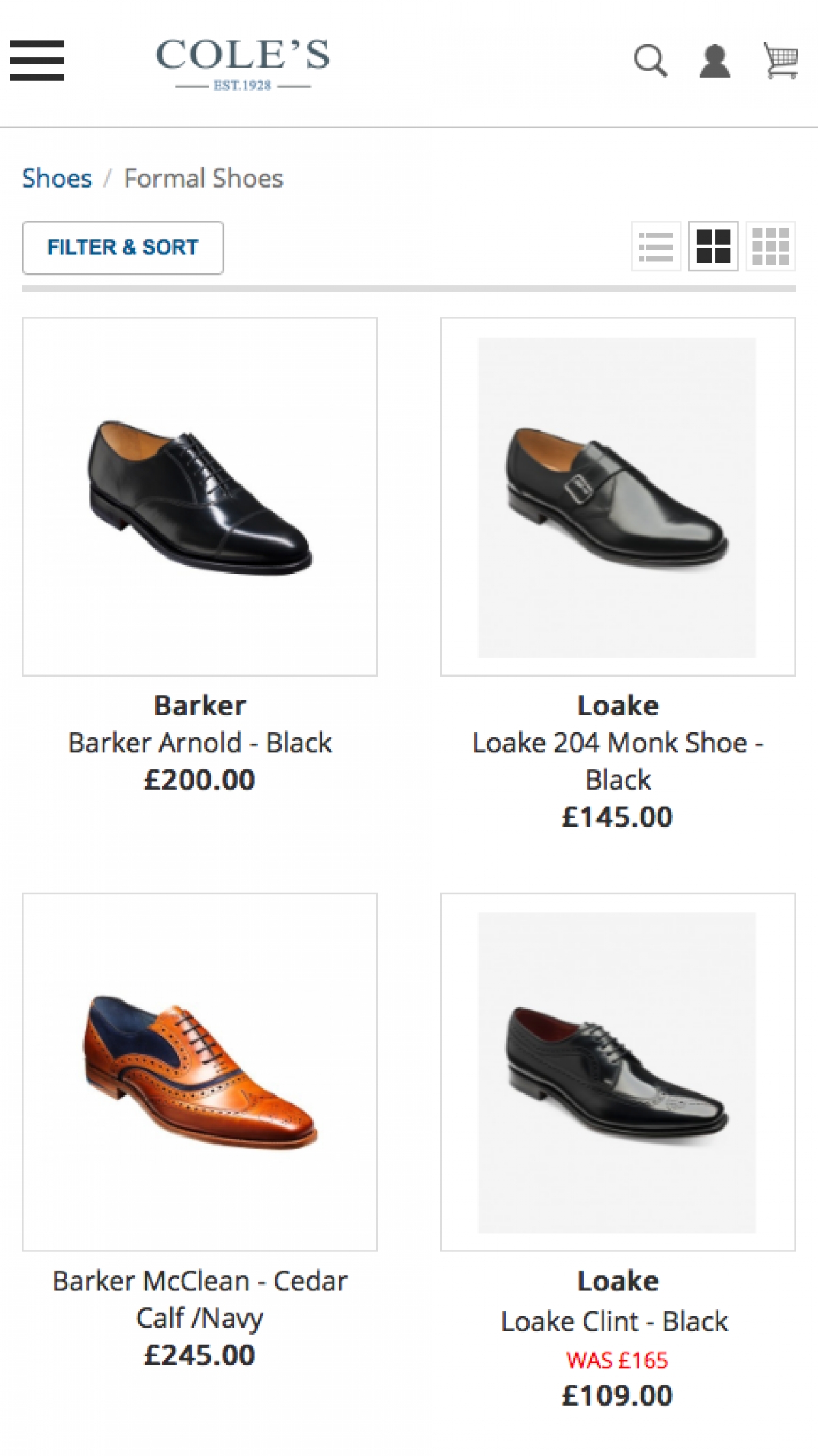 Cole's of Epping e-commerce and website Menswear and wedding hire store