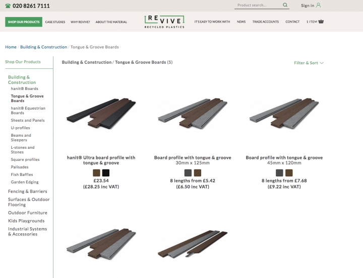 Revive Recycled Plastics E-commerce website and back end stock/pricing modules