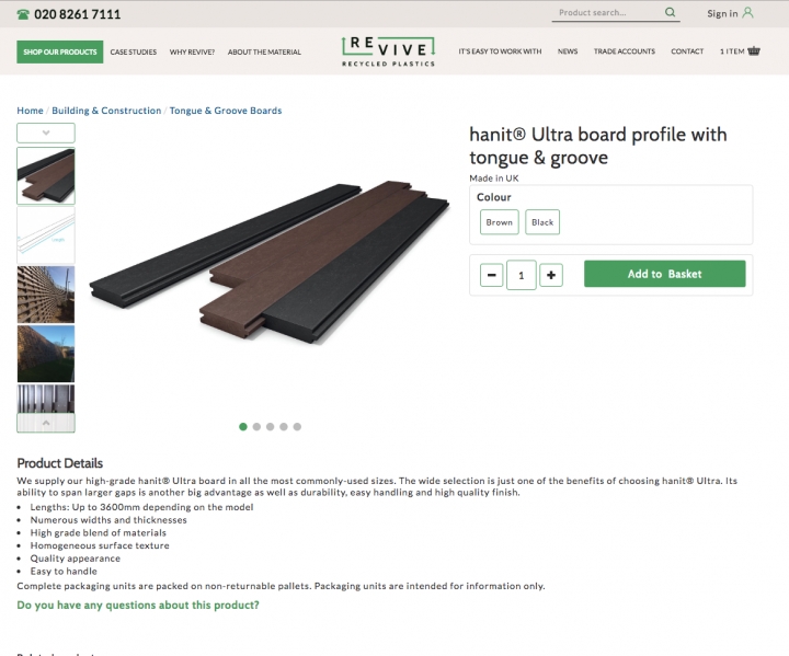 Revive Recycled Plastics E-commerce website and back end stock/pricing modules