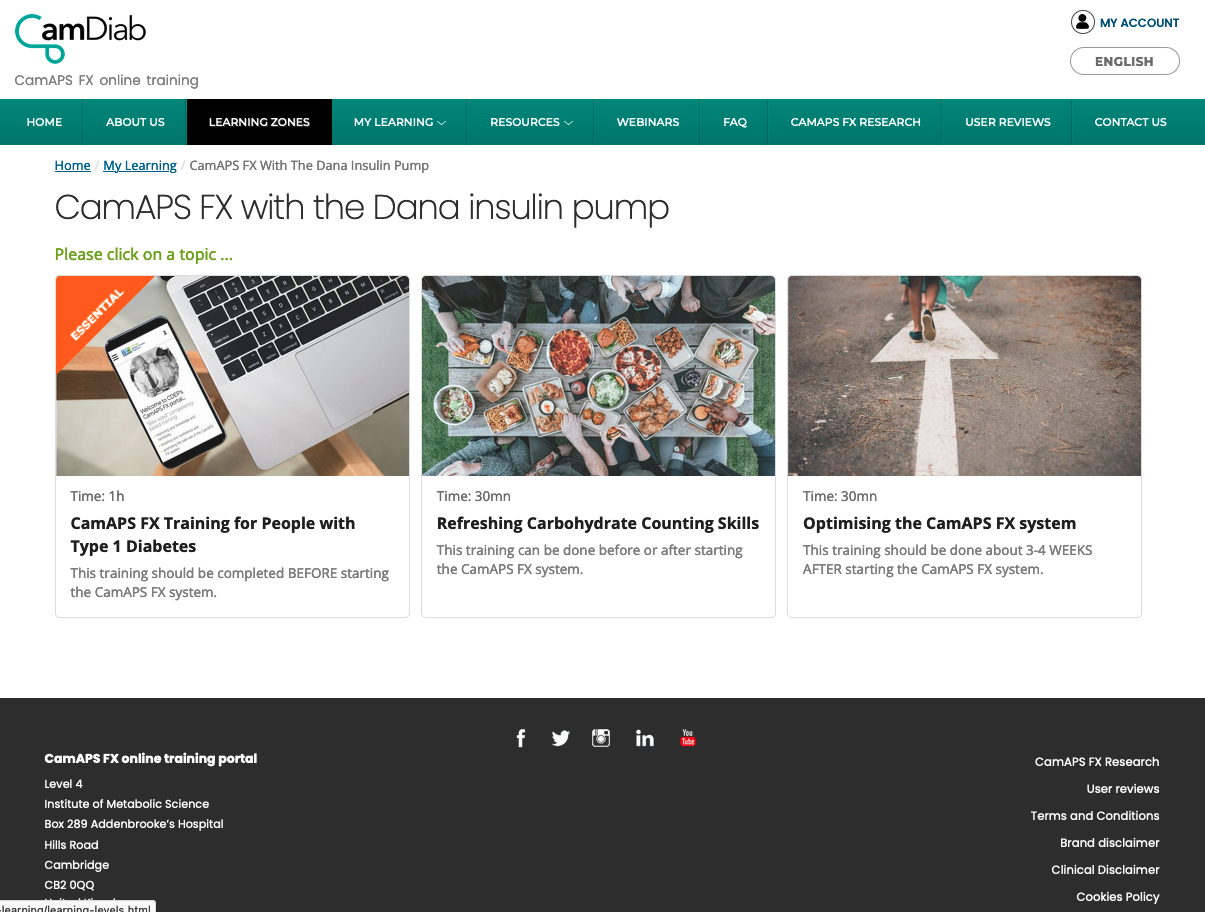 Intuitive topic driven content, graphical layout Multi-lingual, multi-device insulin pump e-learning for mylife YpsoPump and Dana - updated May 2022