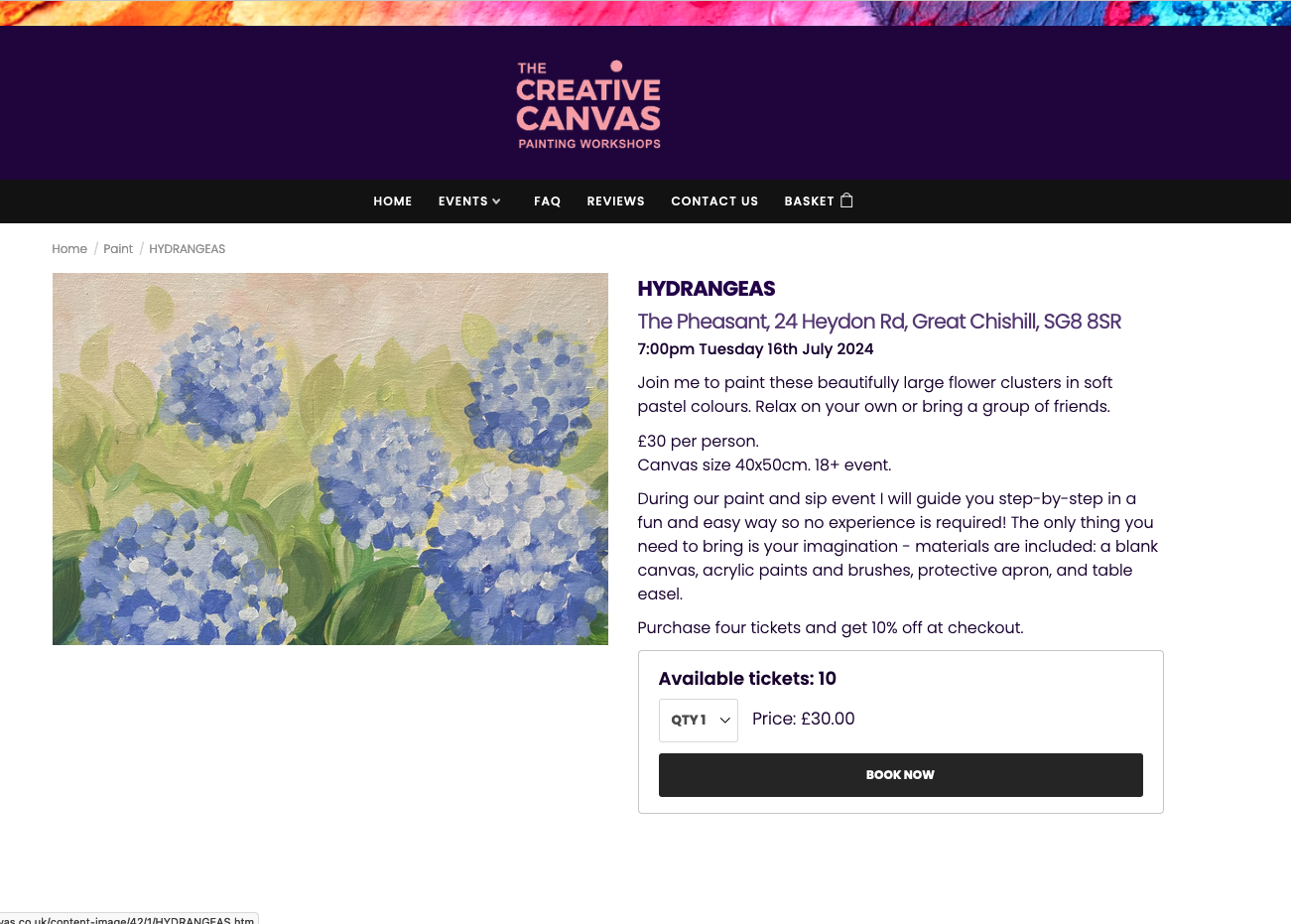 The Creative Canvas Painting and Drawing lessons, buy tickets online